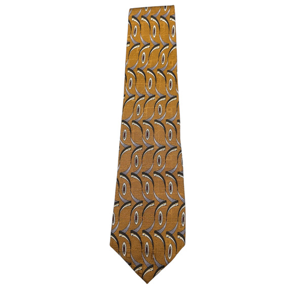 Jos A Bank 100% Silk Dress Tie Made in USA Gold Abstract Pattern‎ 58" 4" - Picture 4 of 10